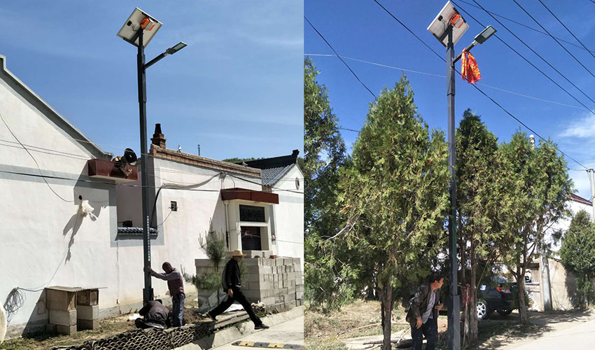 平凉静宁6米太阳能路灯安装成功